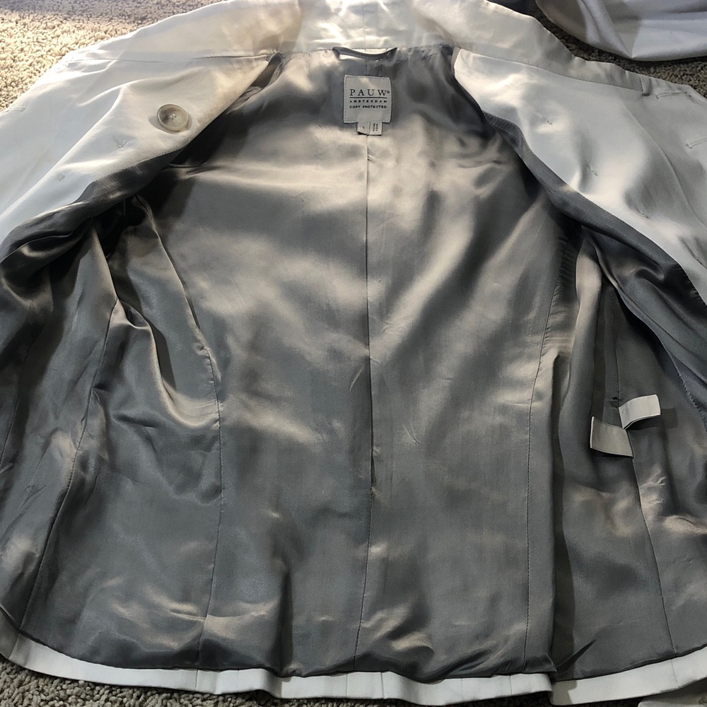 PAUW White Women’s Military-Inspired Double-Breasted Blazer, Size 1 - Picture 6 of 8